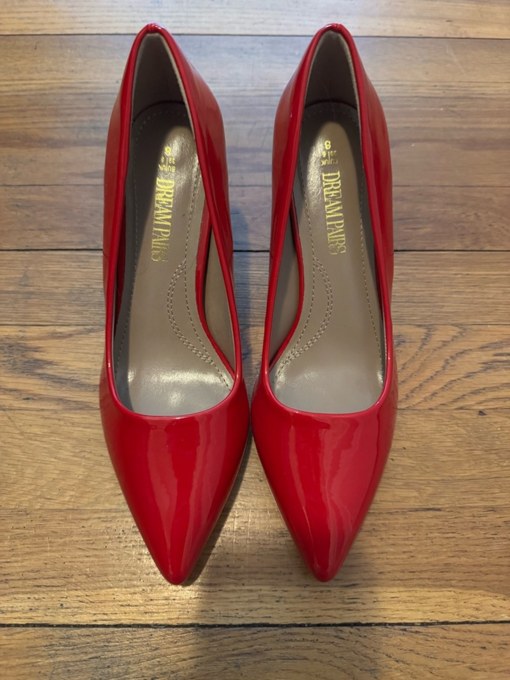 Dream Pairs Red Patent Pointed Toe Heels